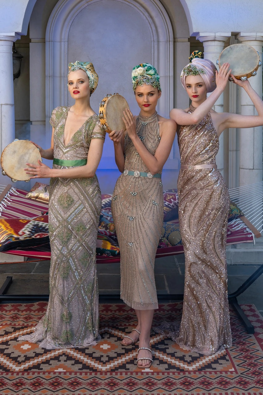 Sleeveless Beaded Tulle Dress