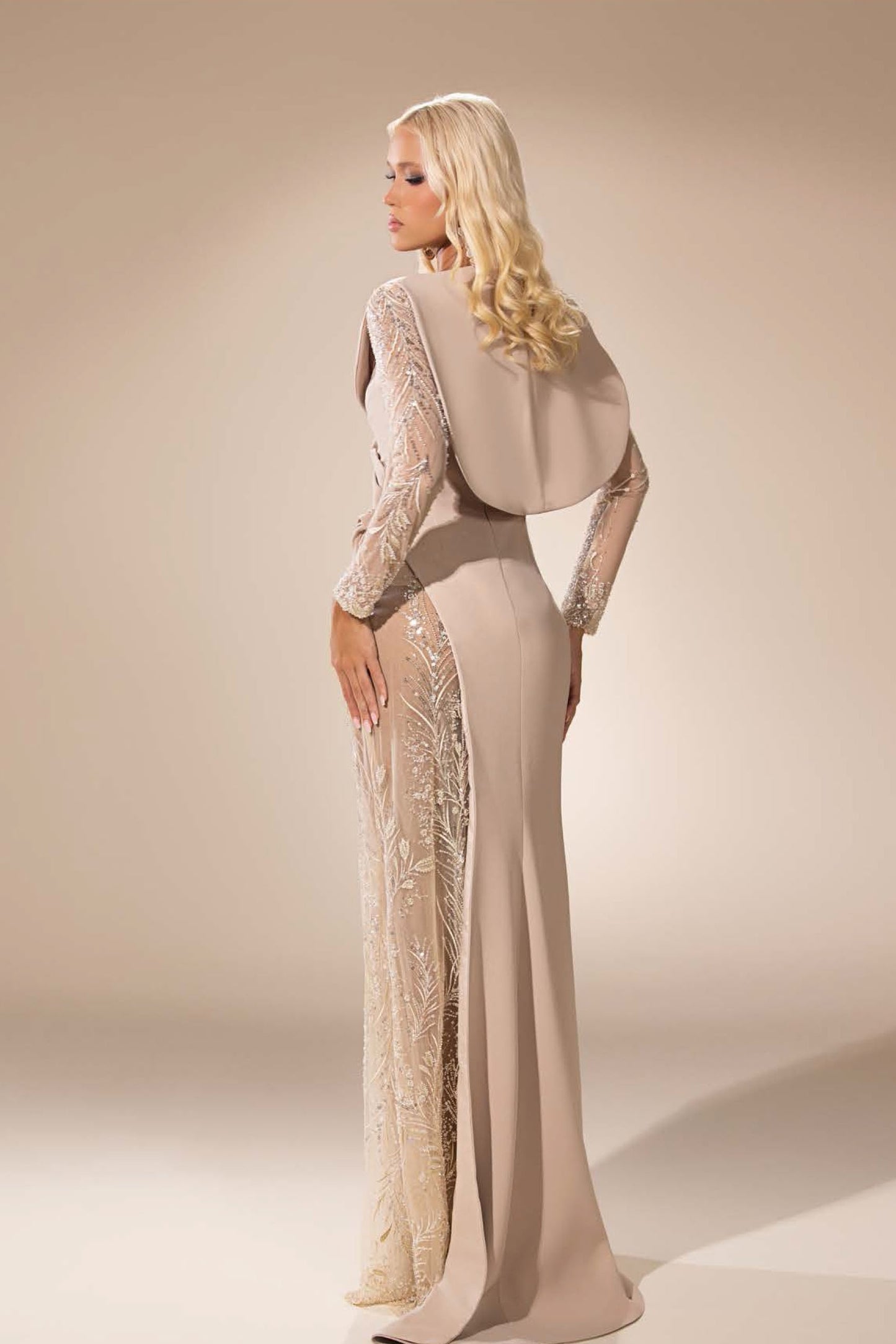 Embroidered Tulle Gown