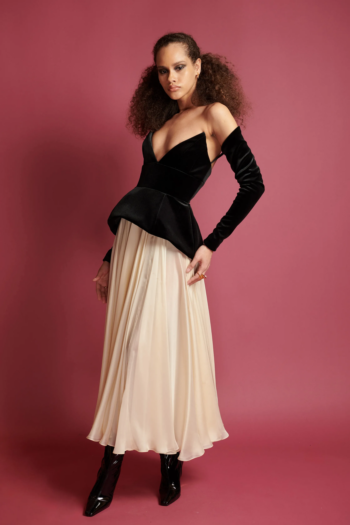 Velvet Top with Chiffon Skirt