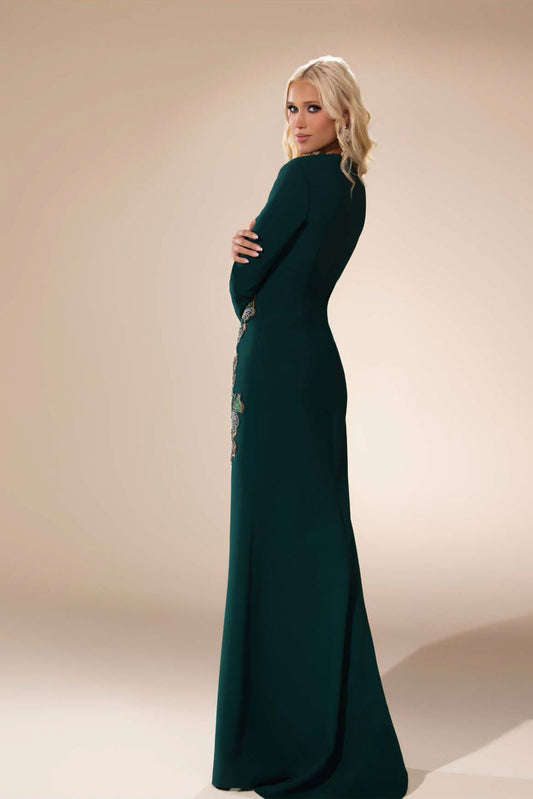 High Slit Embroidered Gown