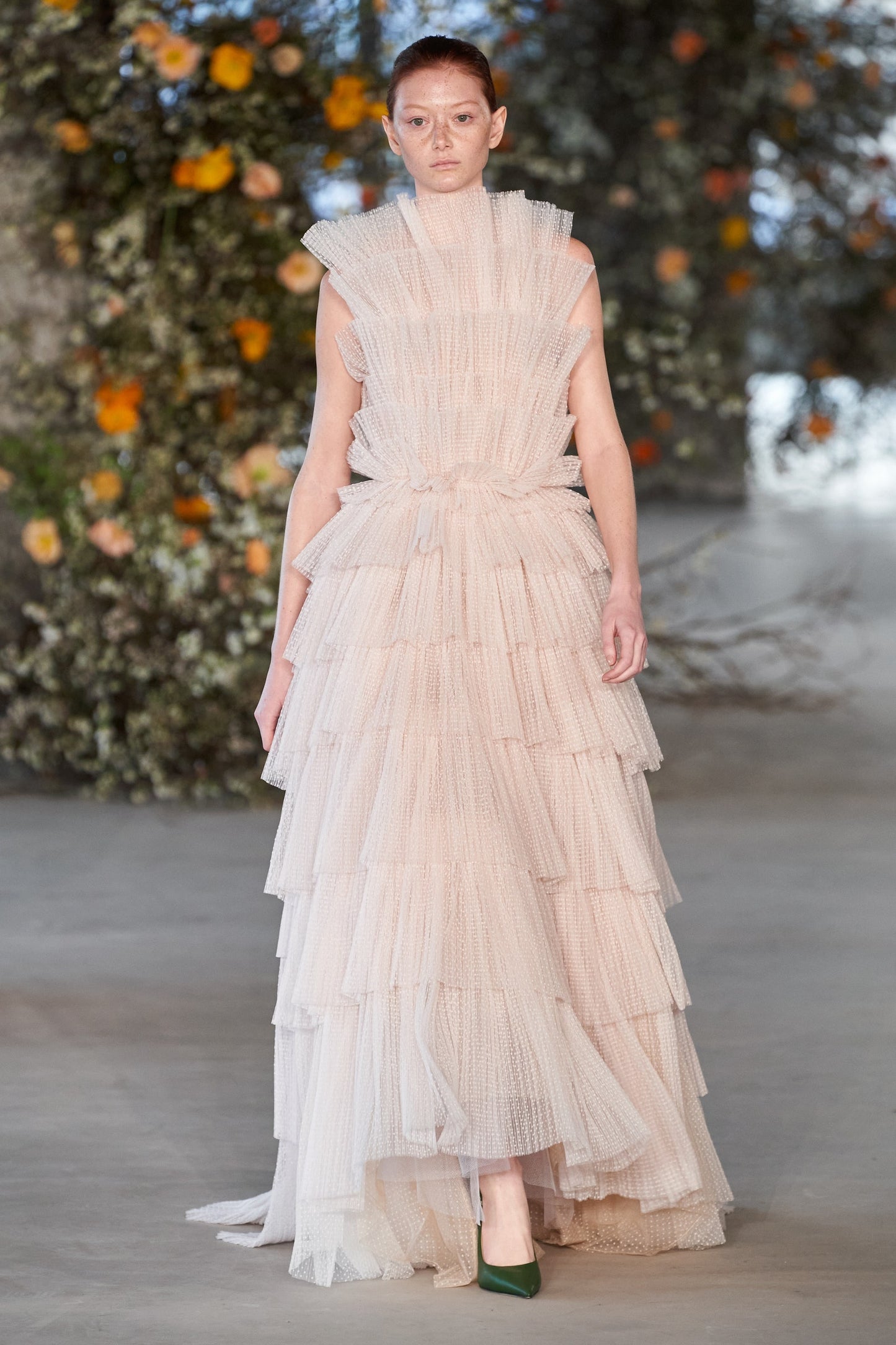 Pleated Tulle Gown