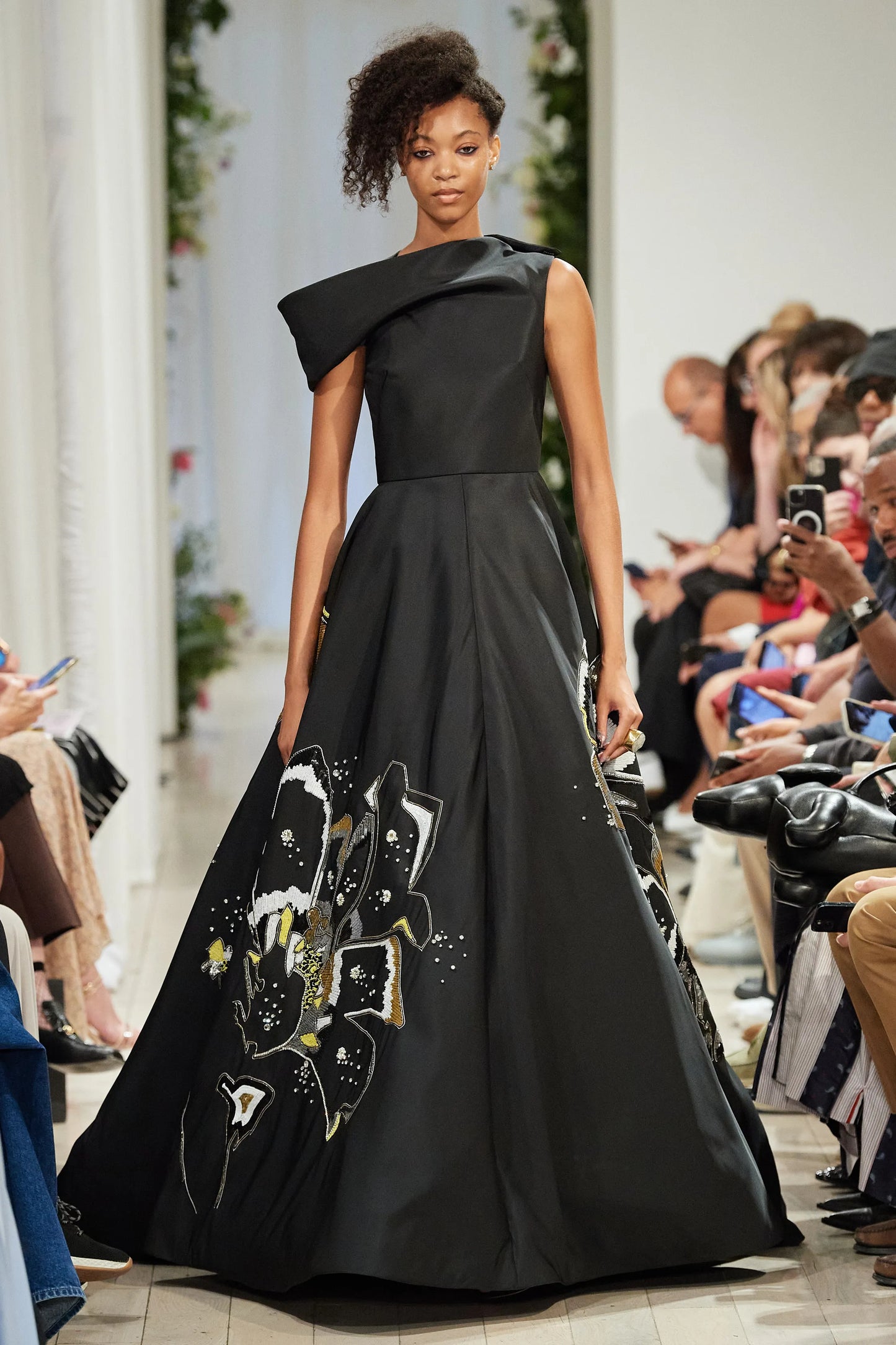 Faille Off Shoulder Gown