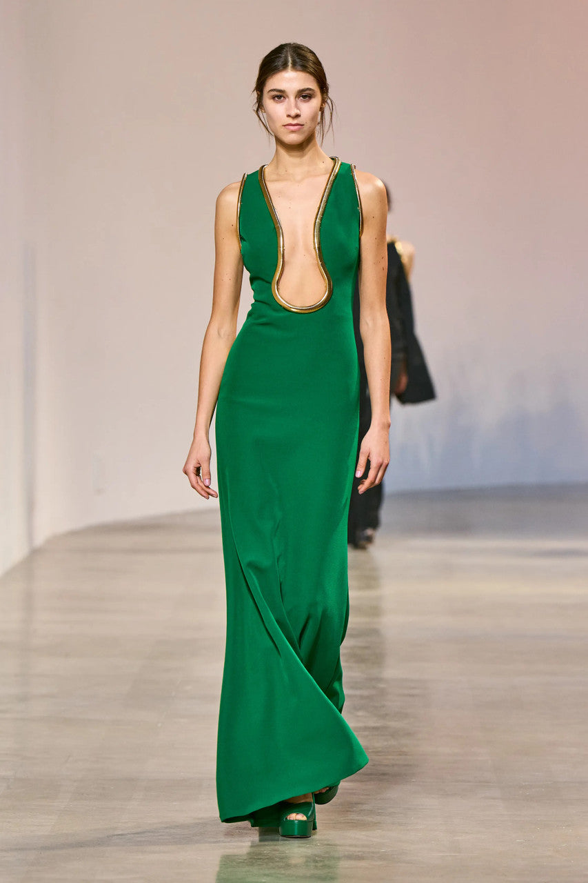 Fit and Flare Crepe Gown