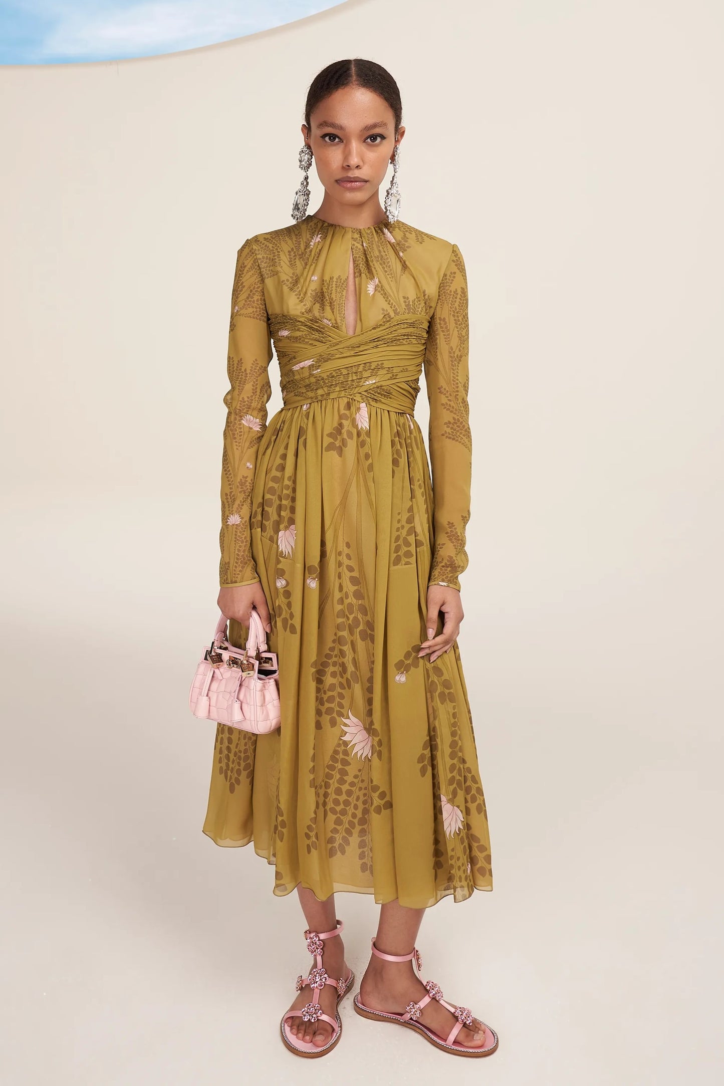 Long Sleeve Georgette Midi Dress