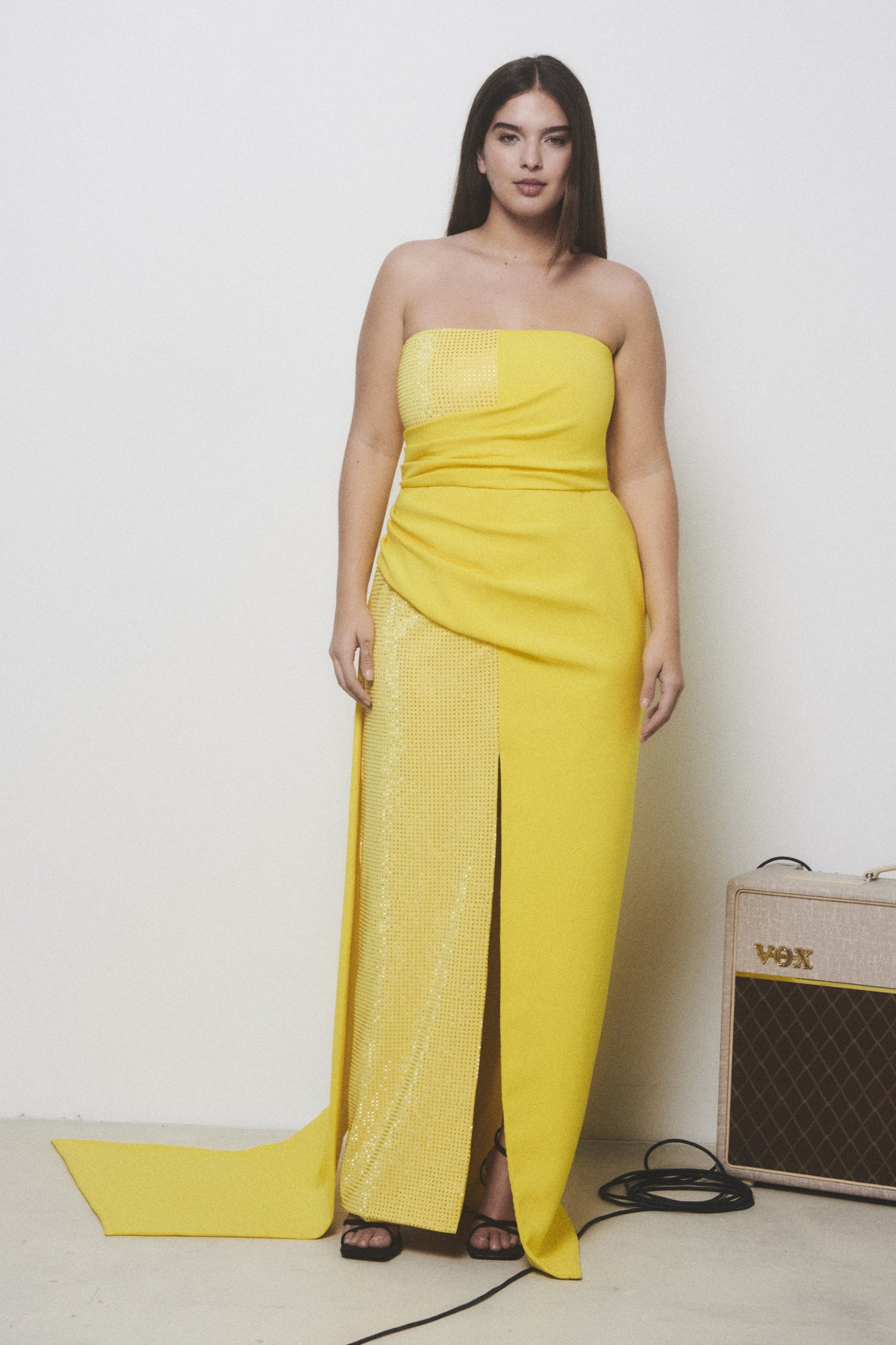 Strapless Mix Media Gown