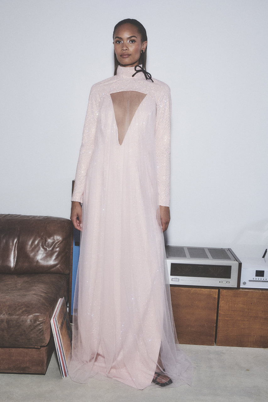 Rhinestone Tulle over Slip Dress