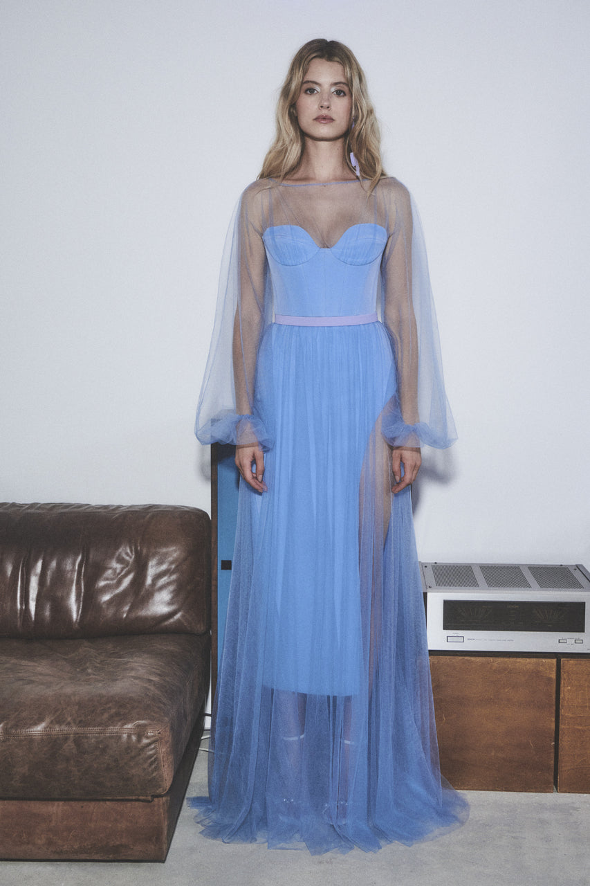 Long Tulle Top and Midi Skirt