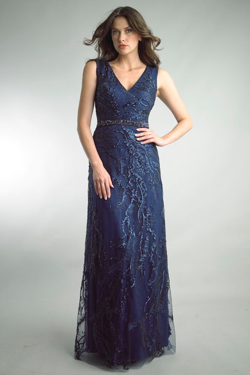 Sleeveless Gown with Embellished Waist