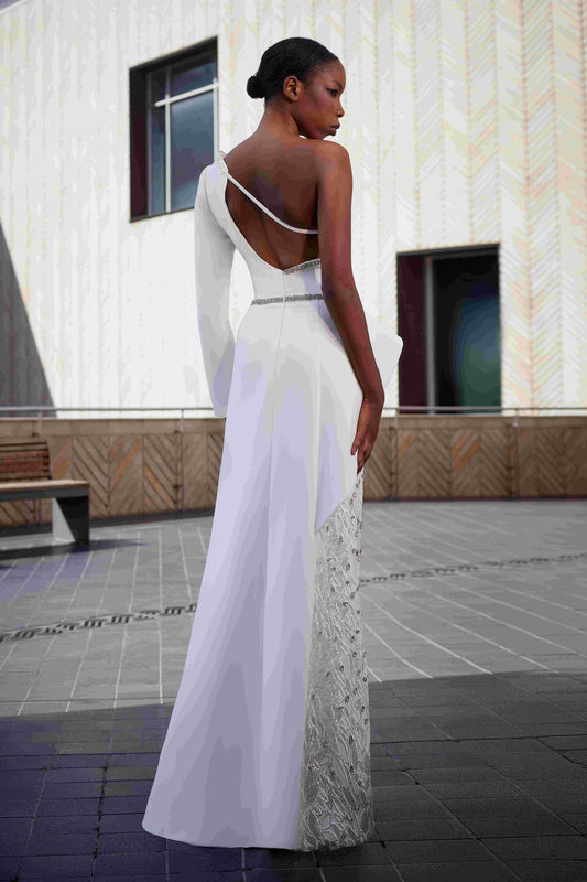 Lace Embroidery & Swarovski Gown