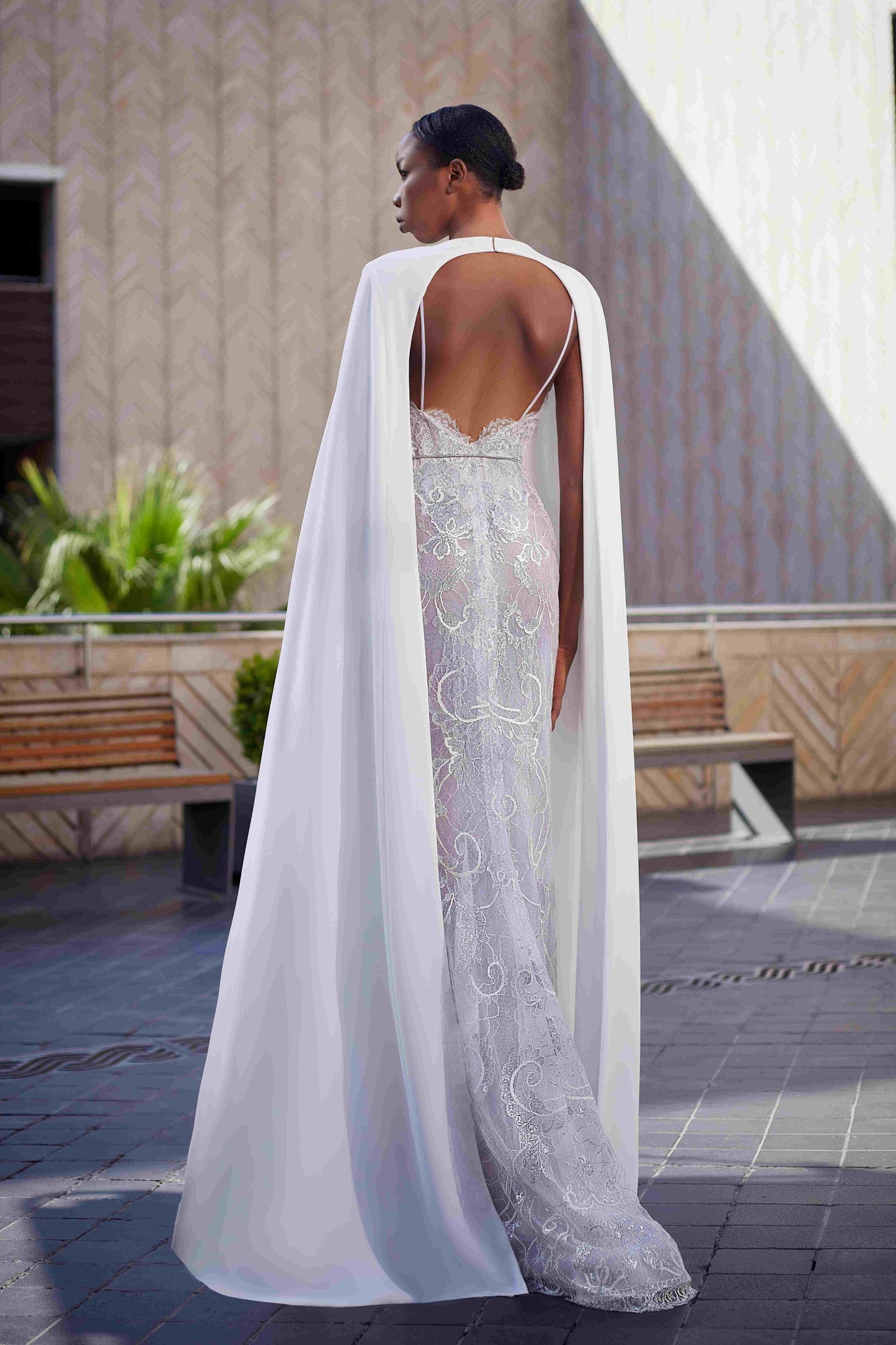 Crepe Cady & Lace Gown