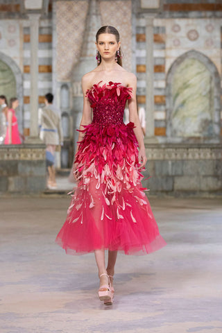 Strapless Beaded Tulle Gown