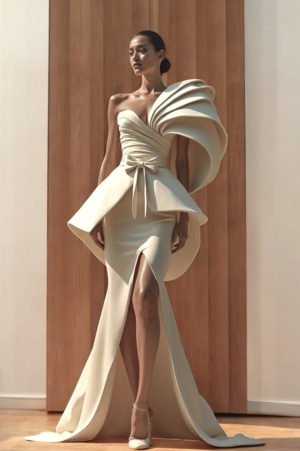 Oversized Sculpted Sleeve Gown