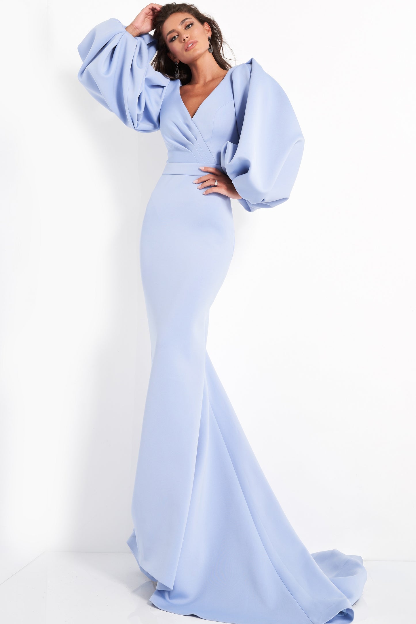 Scuba V Neck Evening Gown