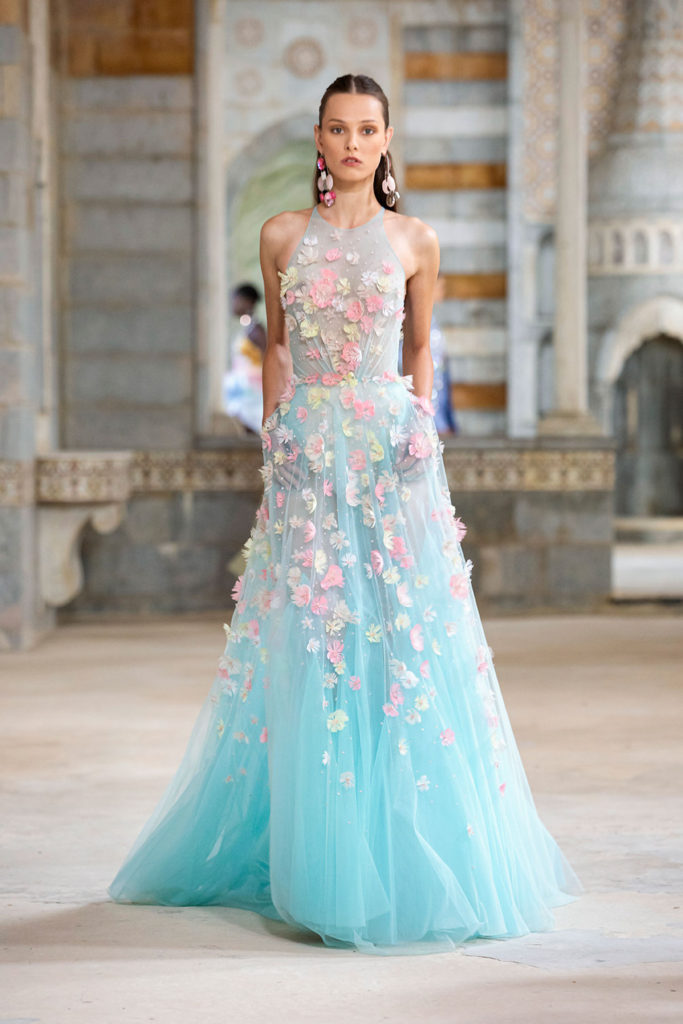 High Neck Beaded Tulle Gown