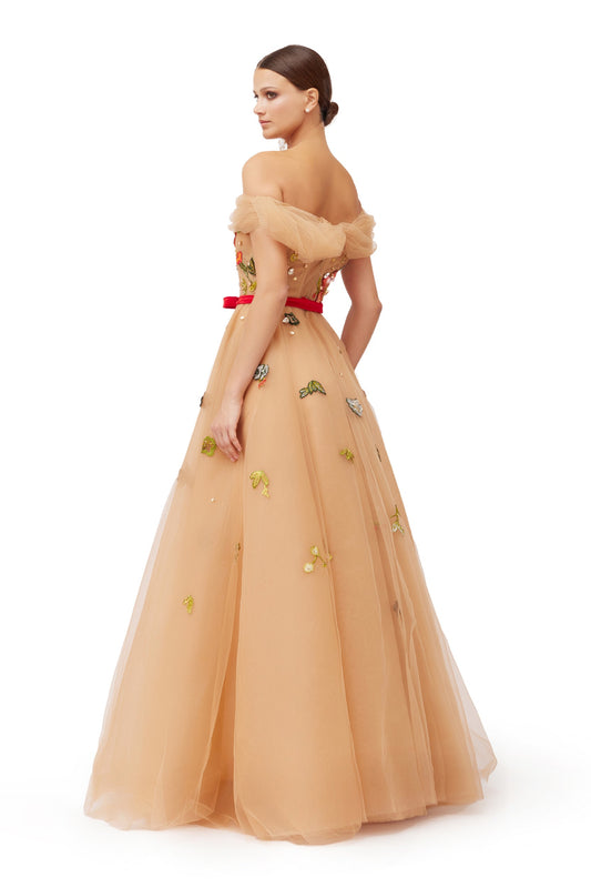 Long Tulle Off Shoulder Dress