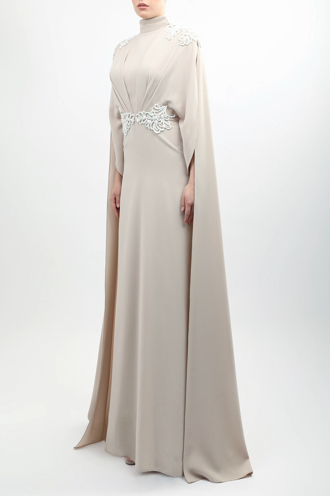 Crepe Beaded Gown