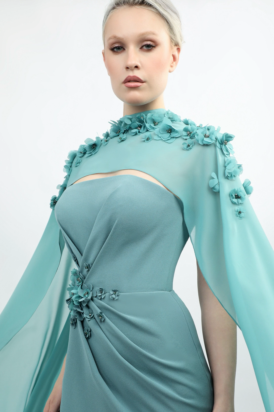 Strapless Floral Gown