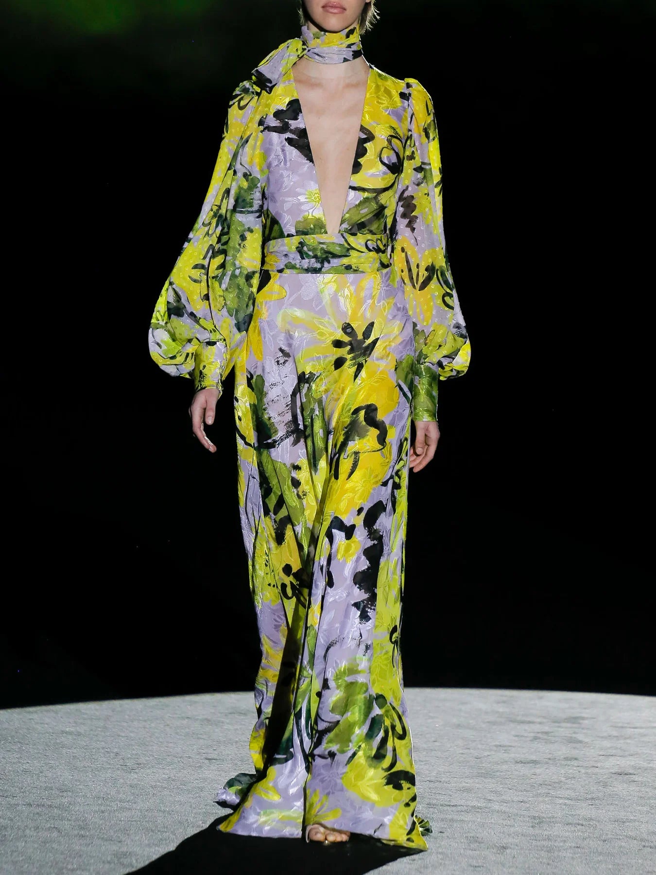 Printed Chiffon Long Dress