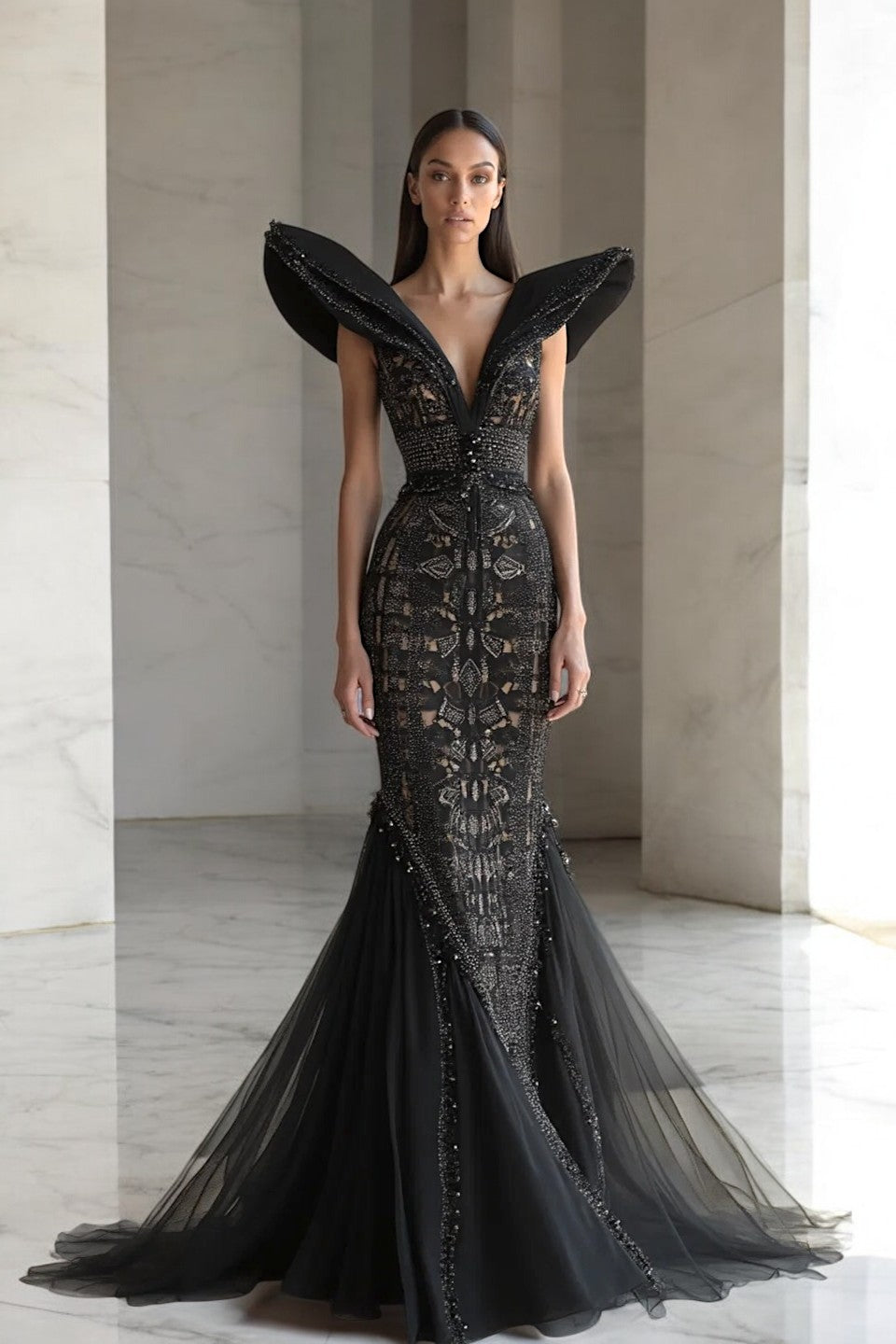 Short Structured Sleeve Gown