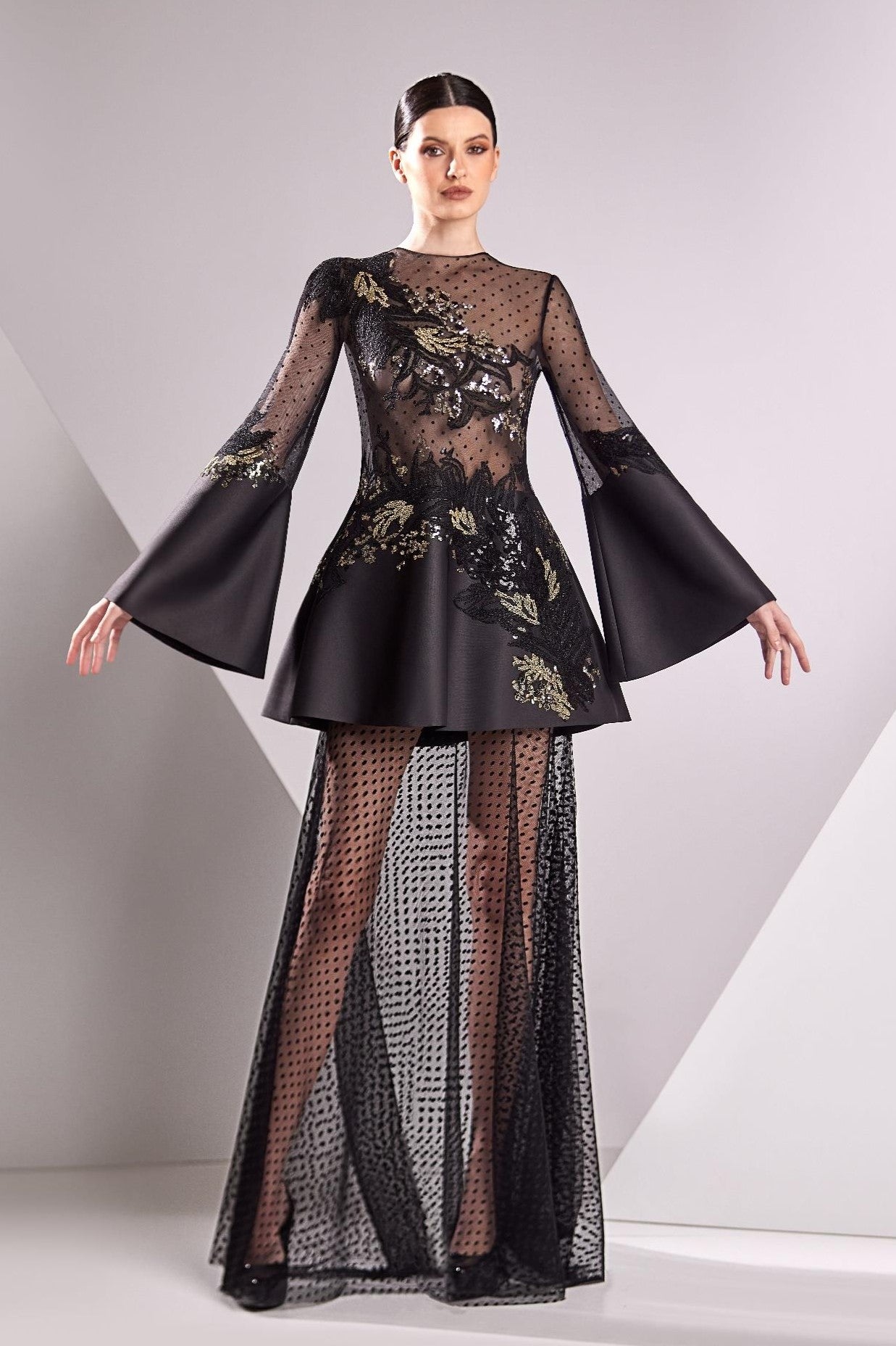 Tulle, Mikado and Lace Gown