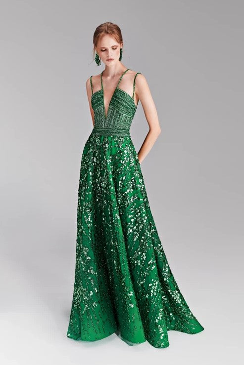 Sleeveless Embroidered Gown
