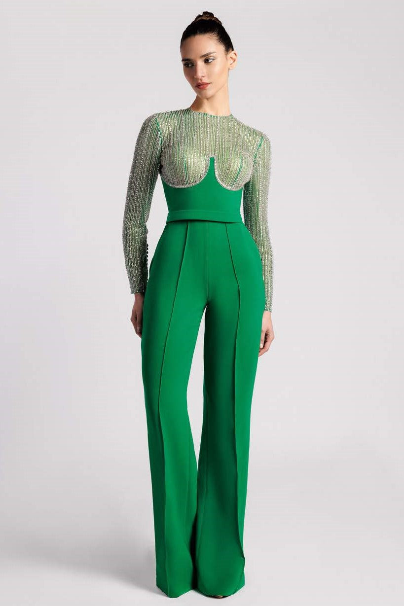 Long Sleeved Crepe Jumpsuit