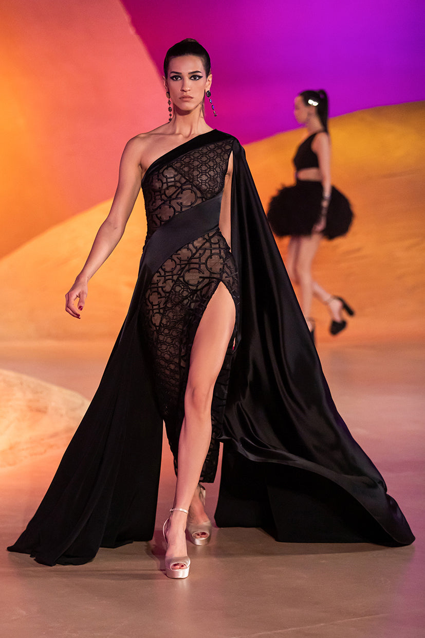 Asymmetrical High Slit Gown