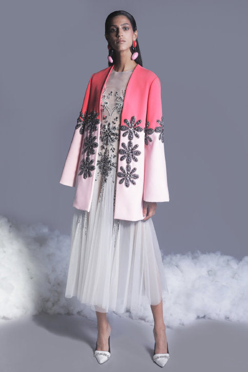 Beaded Tulle Sleeveless Midi Dress with Jacket