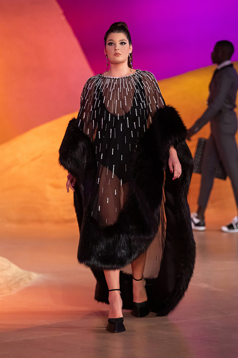 Beaded and Fur Cape
