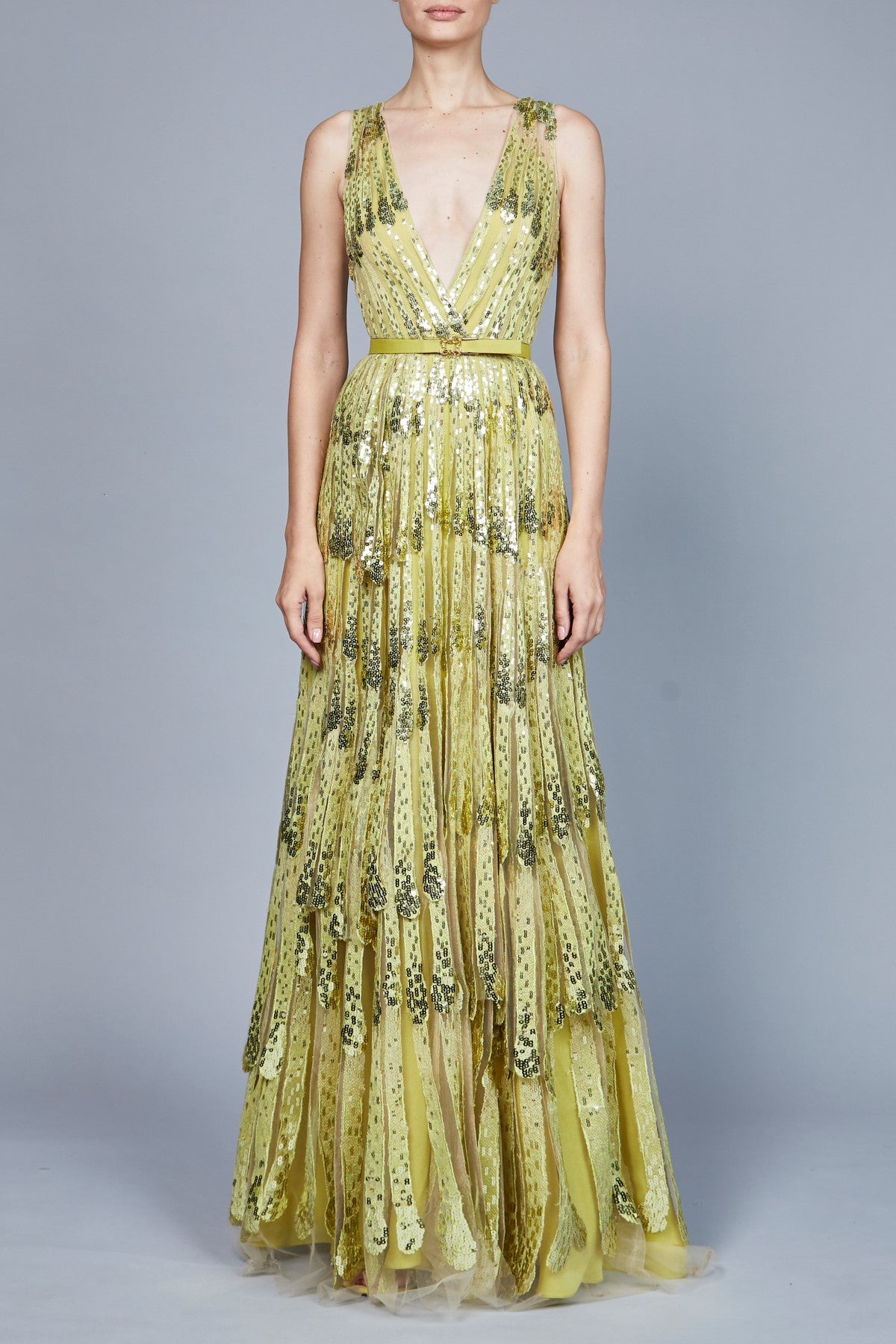 Yarn Embroidered Sleeveless Gown