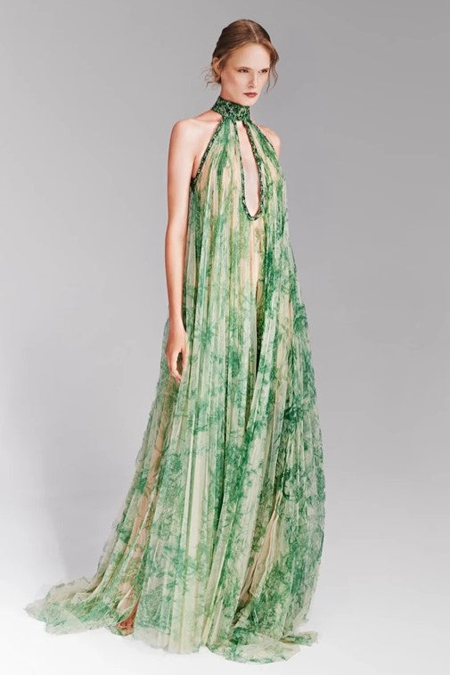 Sleeveless Illusion Gown