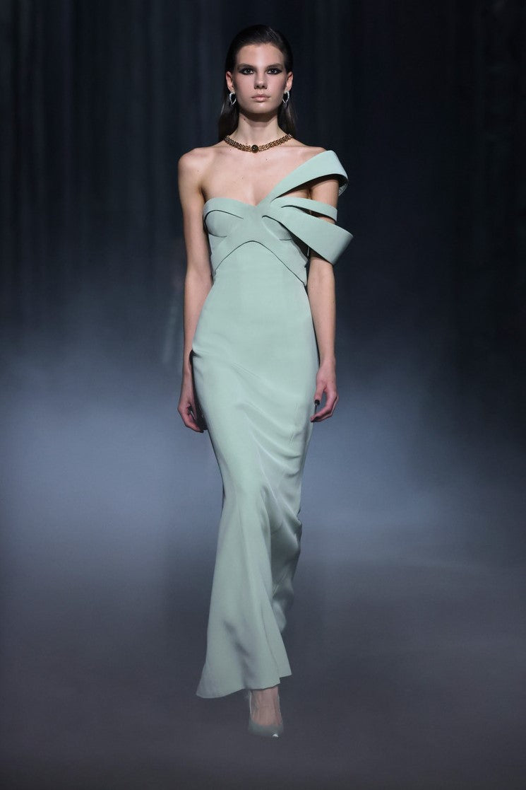 One Shoulder Crepe Dress