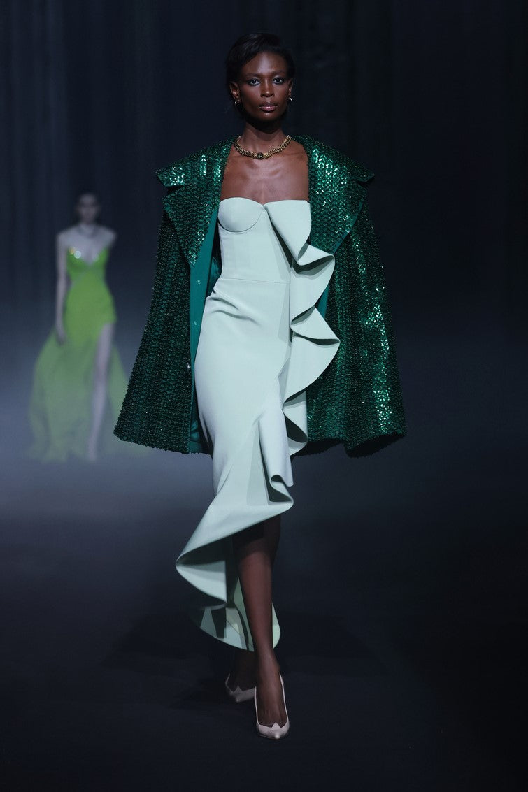 Beaded Tulle Jacket with Skirt