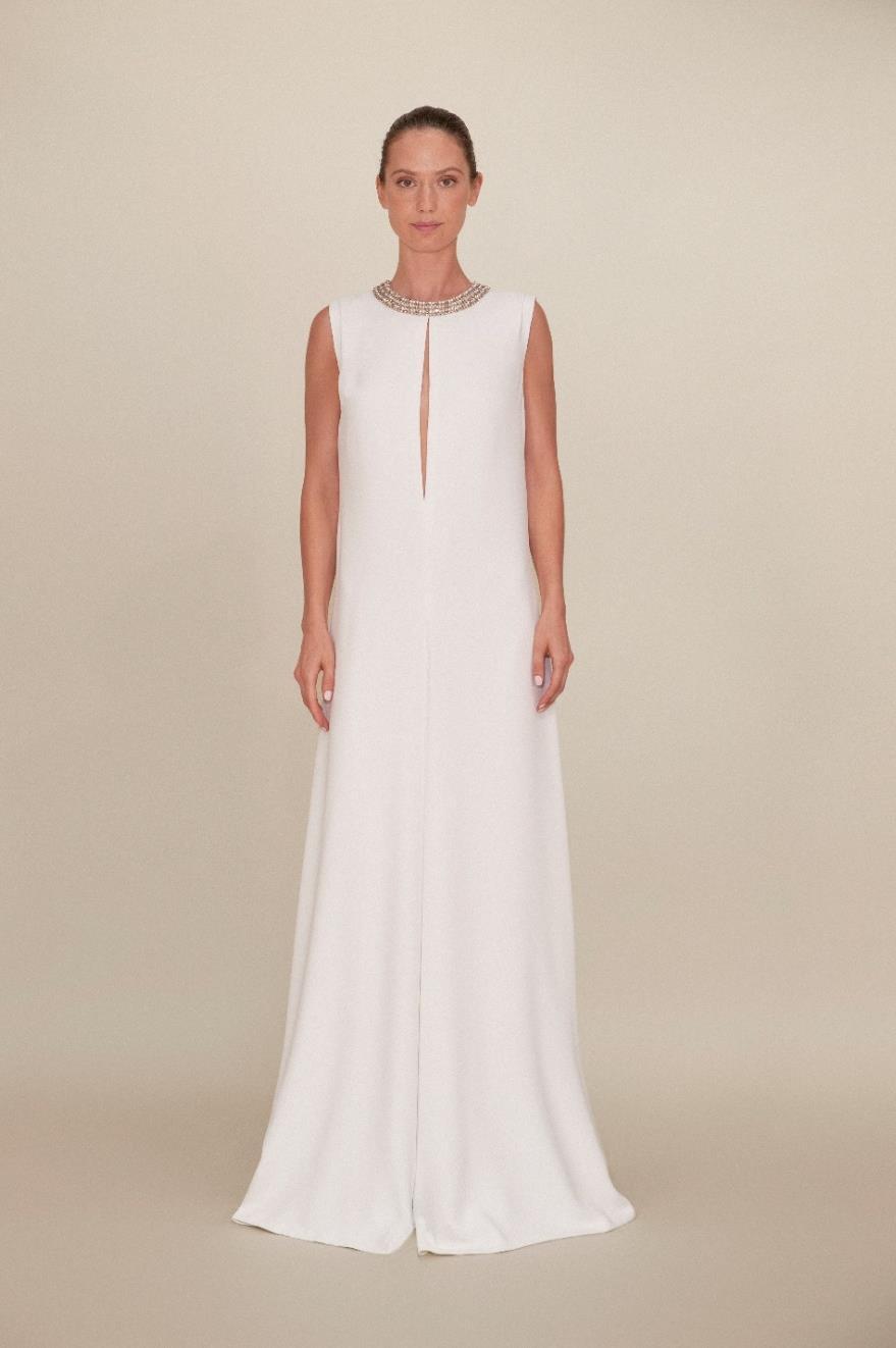 Sleeveless Crepe Wide-Leg Jumpsuit