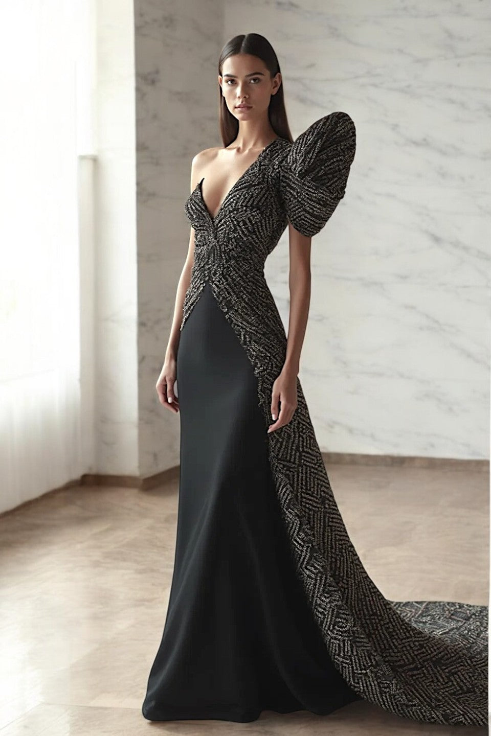 Oversized Sleeve Gown