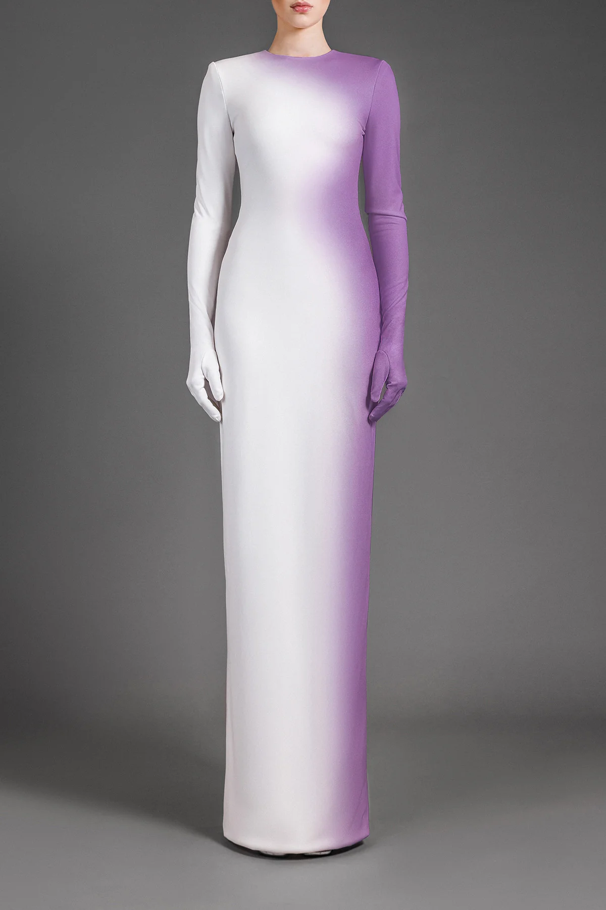 Cr?pe and Print Ombr? Gown