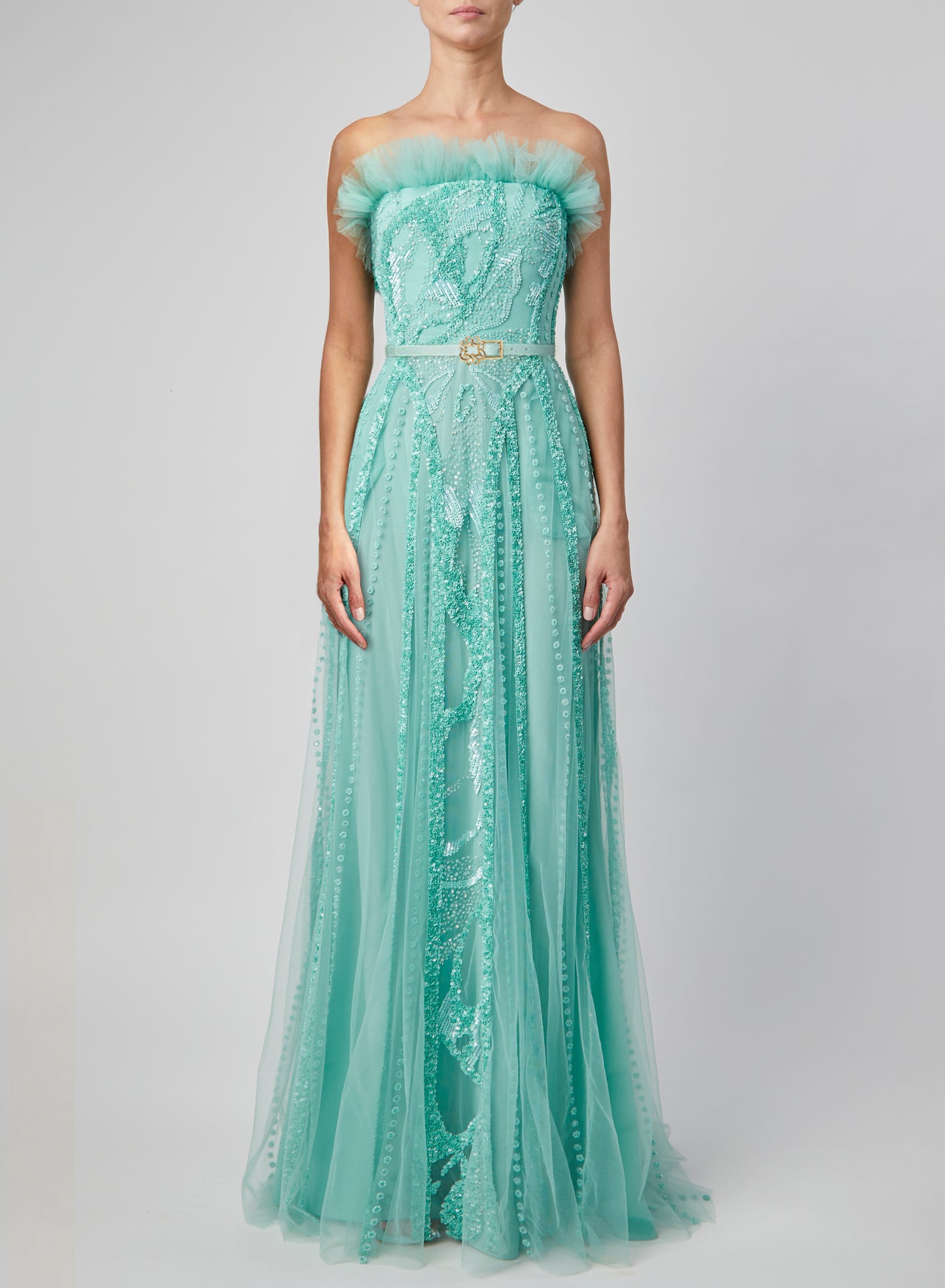 Strapless Beaded Gown