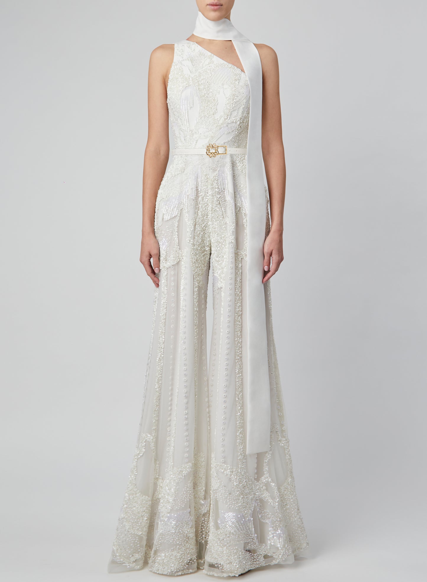 White Beaded Jumpsuit