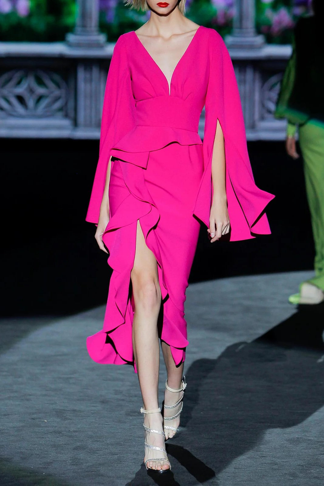 Long Sleeve Ruffle Midi Dress