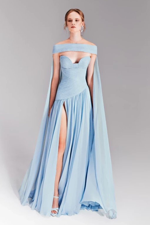 Layered Chiffon Gown