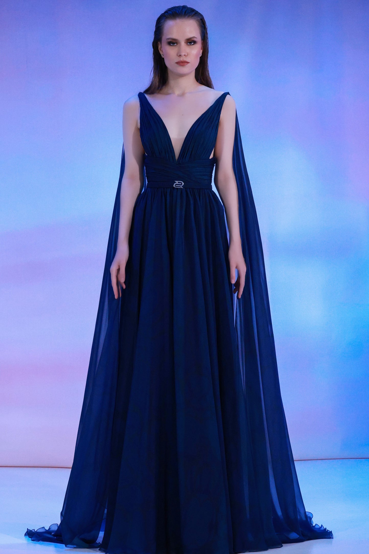 Mousseline Gown with Draping