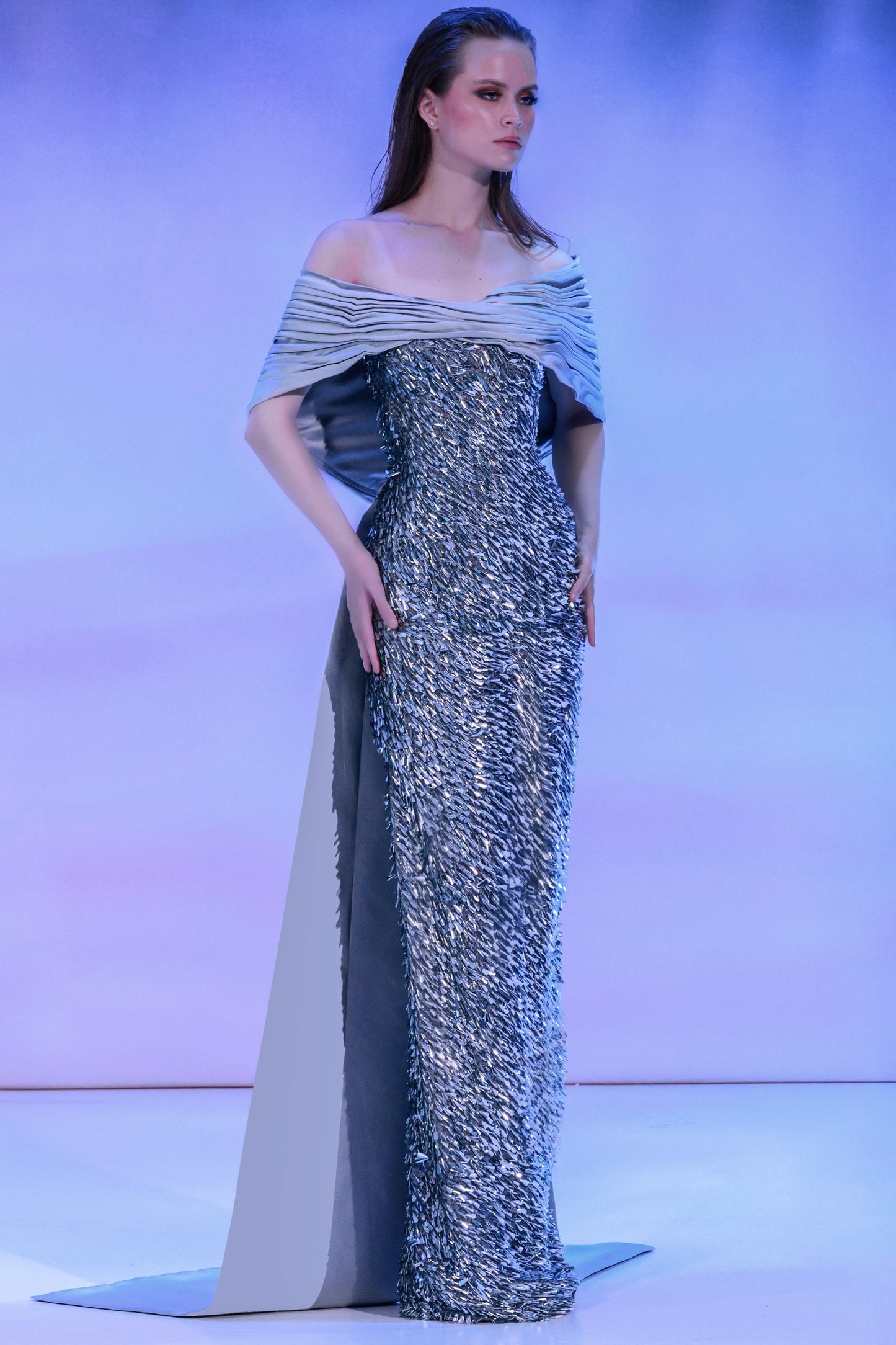 Off-the-Shoulder Satin Gown