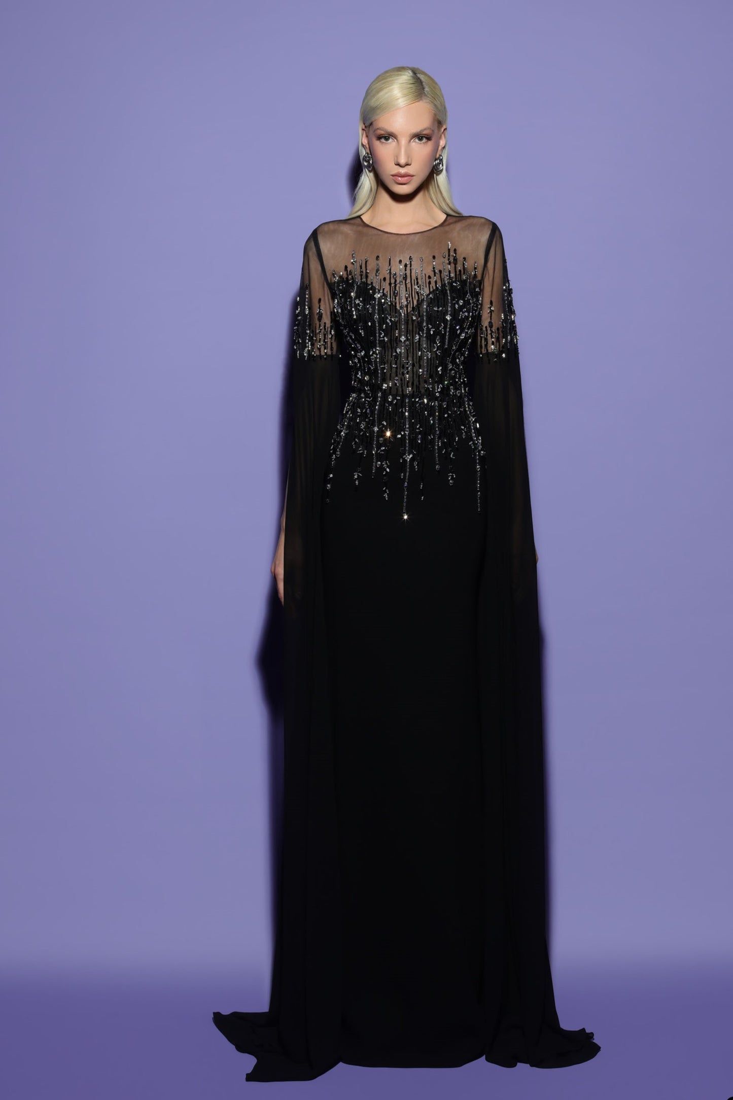 Draped Long Sleeve MEGHAN Gown