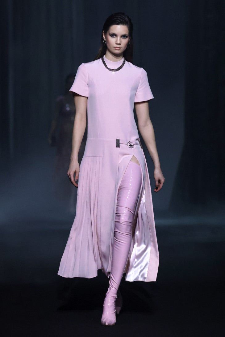 Crepe Dress with Orchid Accessory