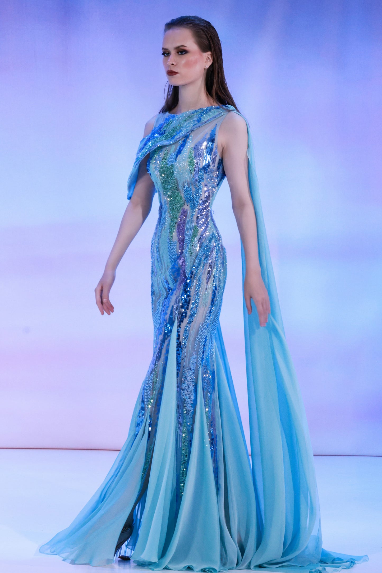 Mousseline Beaded Gown