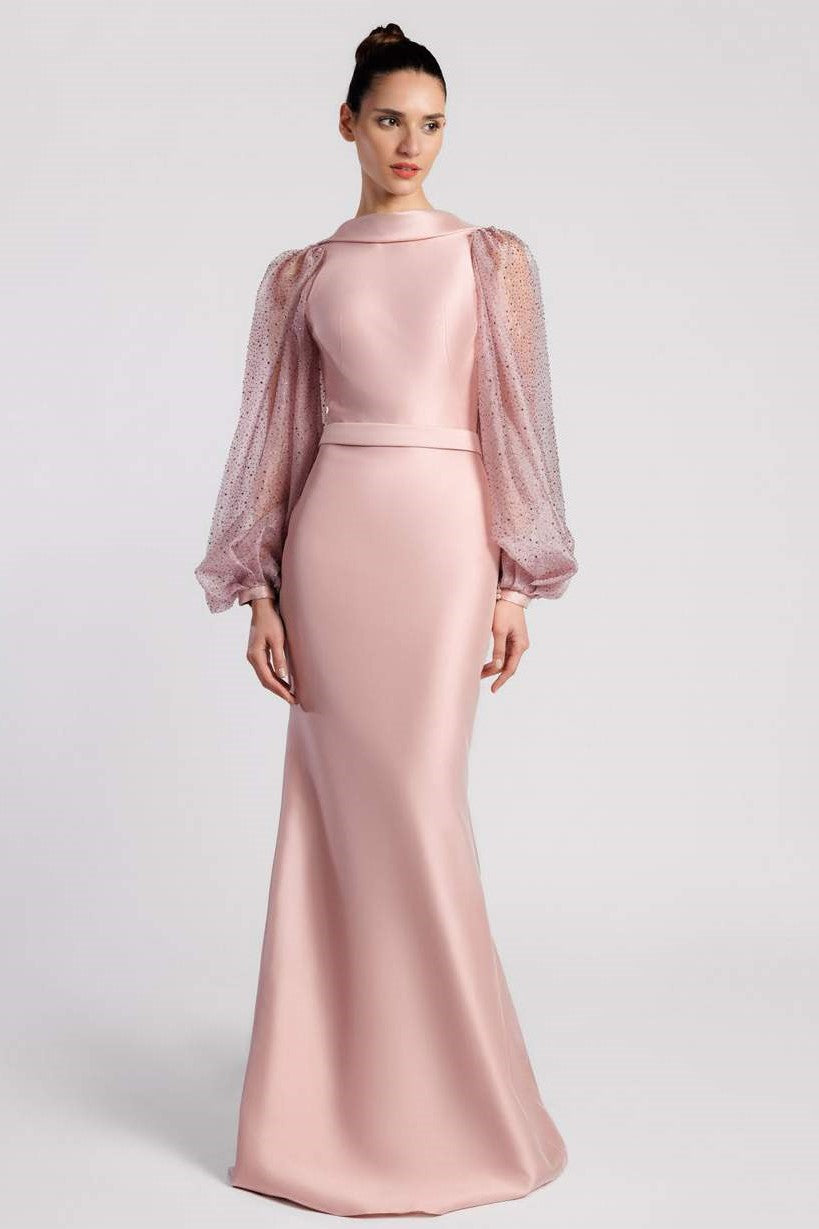 Long Sleeve Cady Mermaid Gown