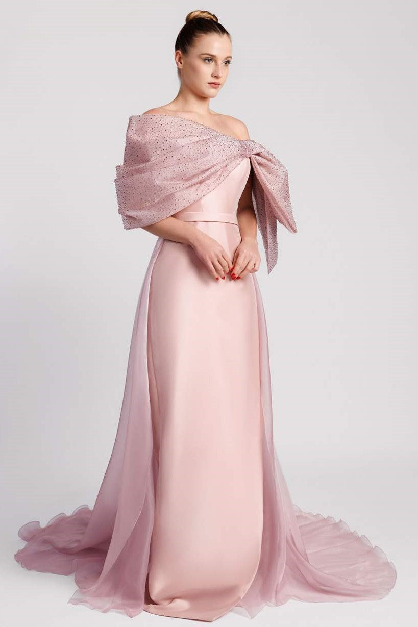 Cady Off Shoulder Column Gown