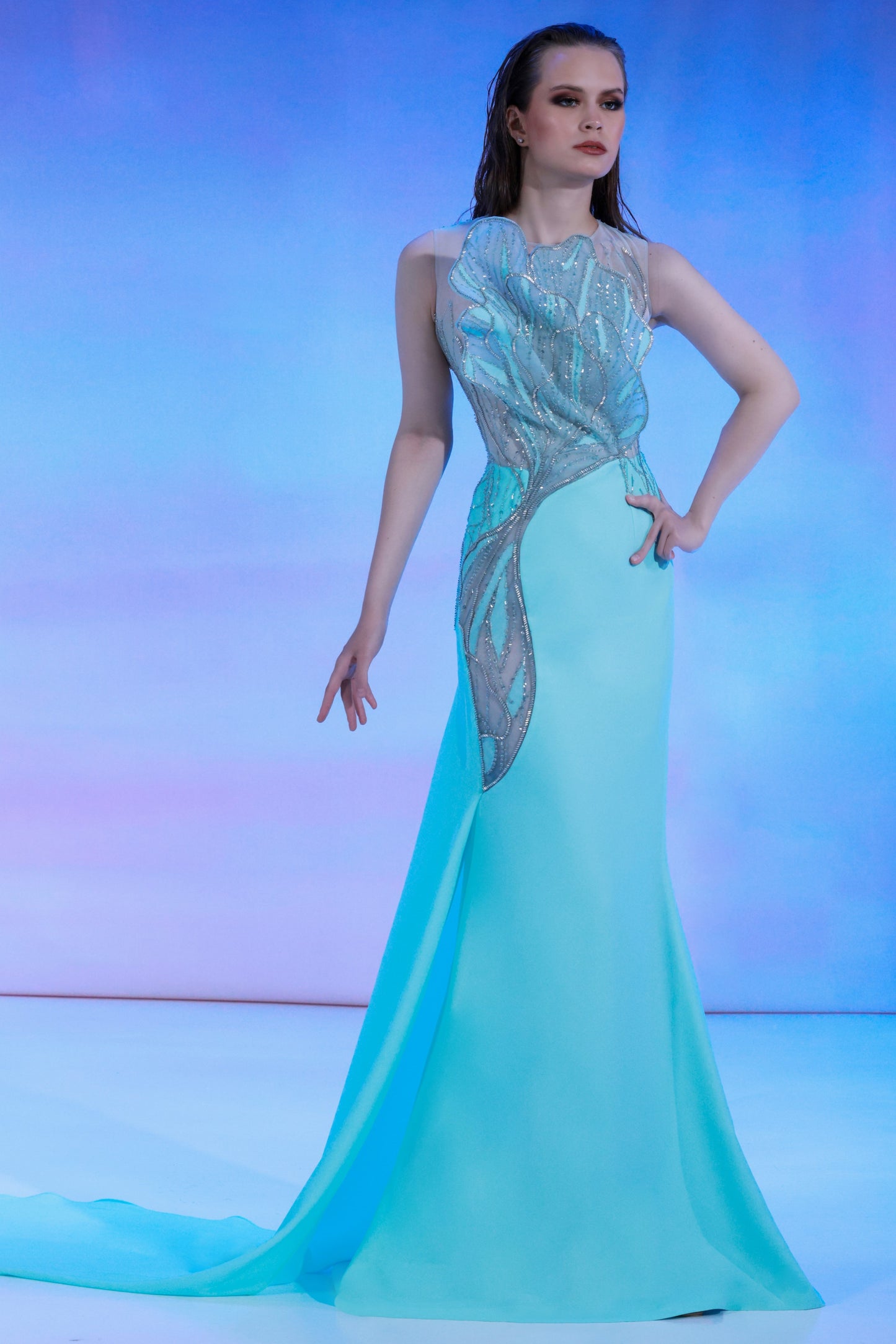 Sea Lettuce Flared Gown
