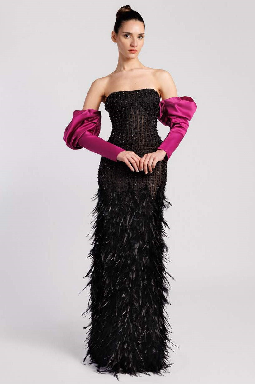 Strapless Straight-Cut Gown