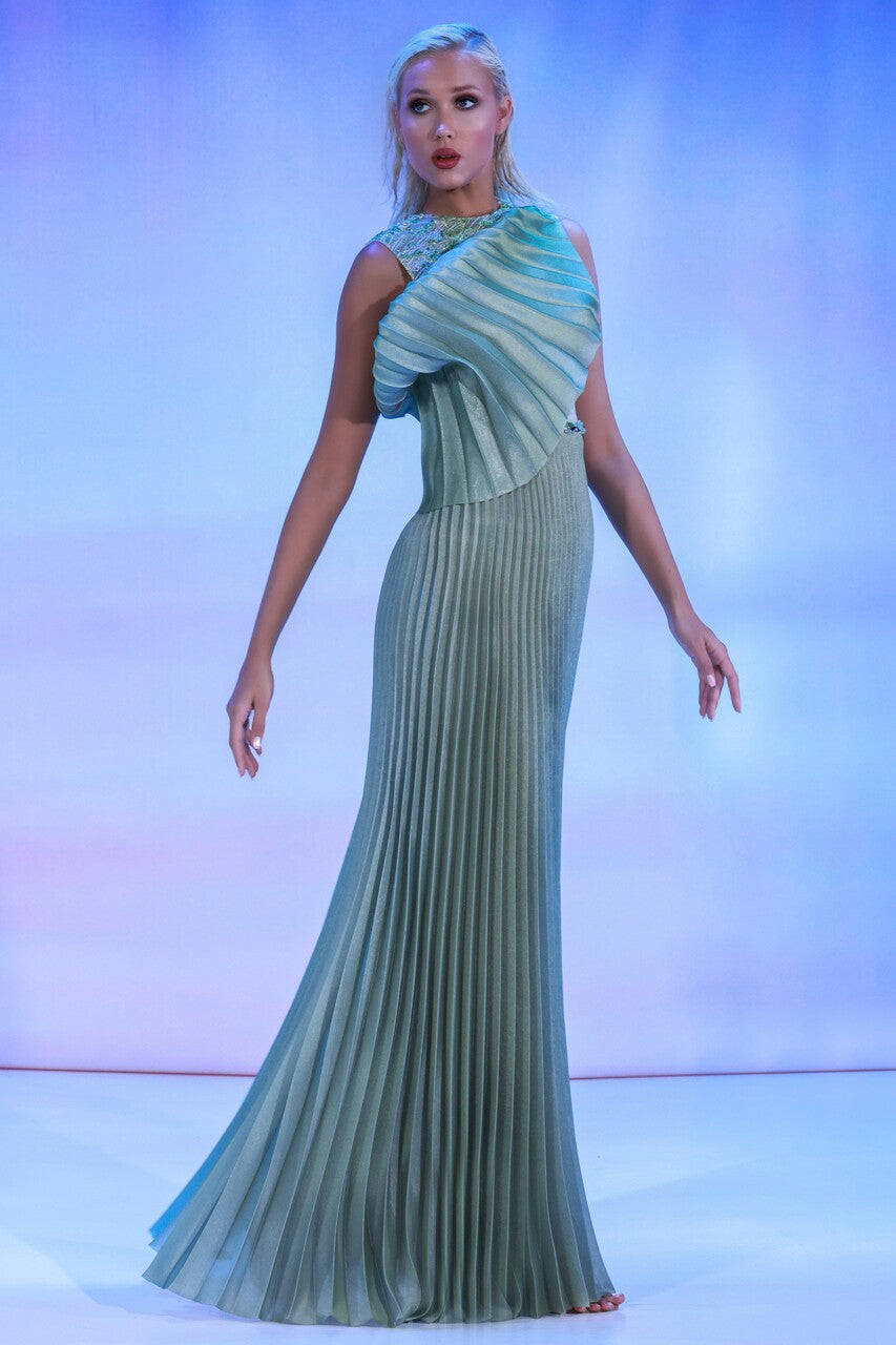 Embellished Pliss? Gown
